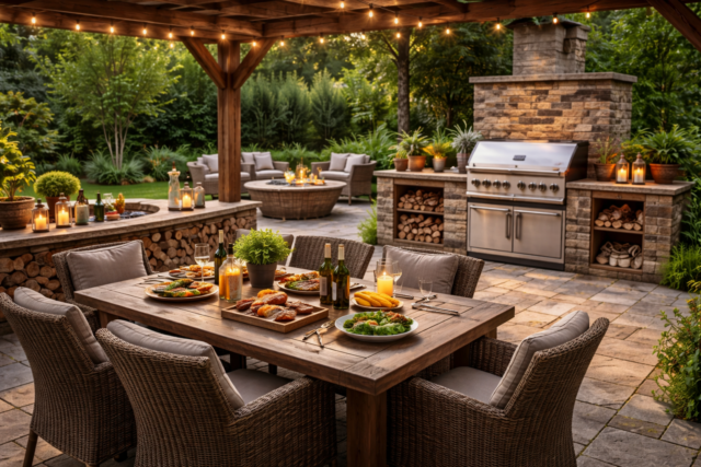 Przytulne barbecue w ogrodzie